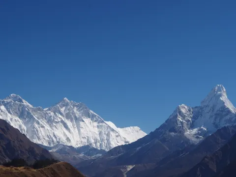 Everest, Lhotse and Ama Dablam view, on the way to Everest Base Camp