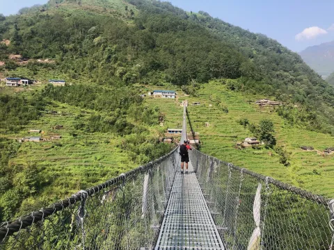 Longest Suspension bridge on the way to Annapurna Base Camp