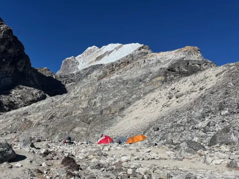 Lobuche East Peak with tents