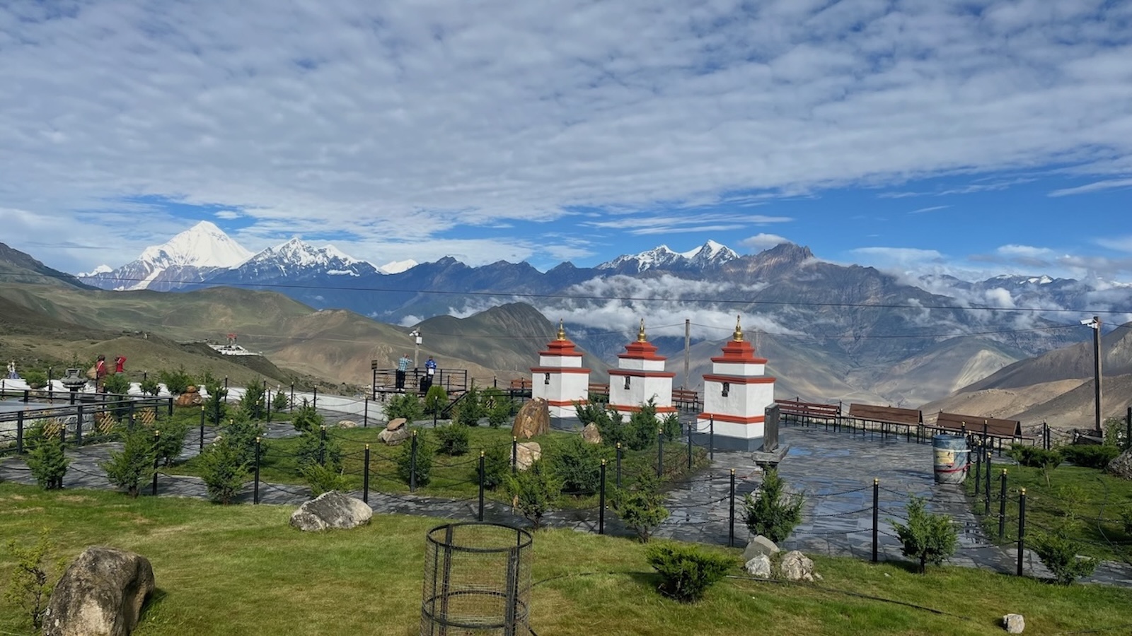 Panoramic Himalayan mountain views from Muktinath on the Annapurna Circuit Trek