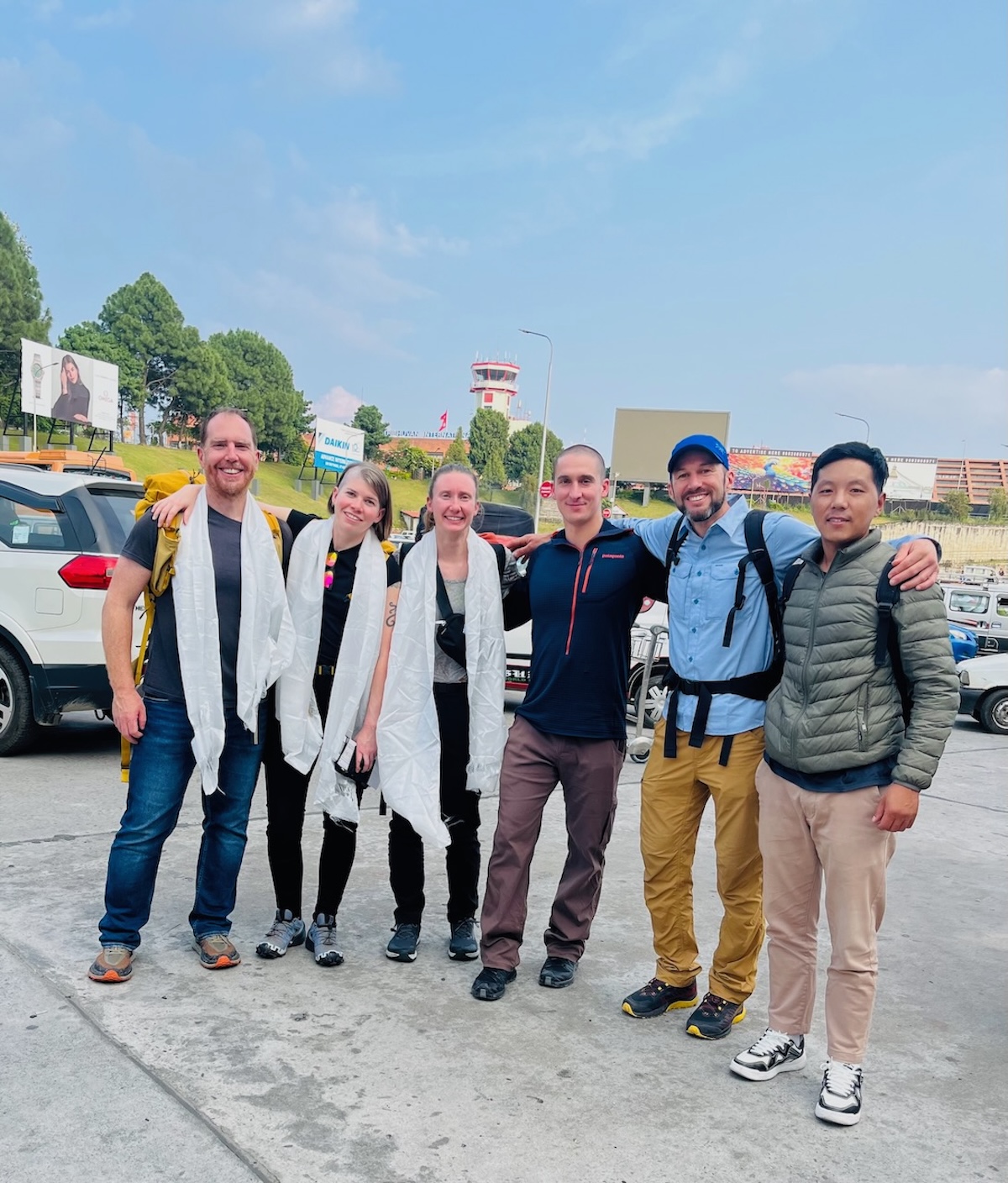 Welcoming clients in Kathmandu airport