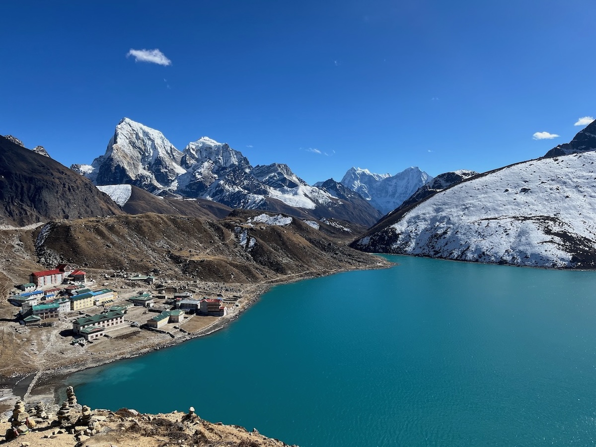 Gokyo village with lake and surrounding Peaks