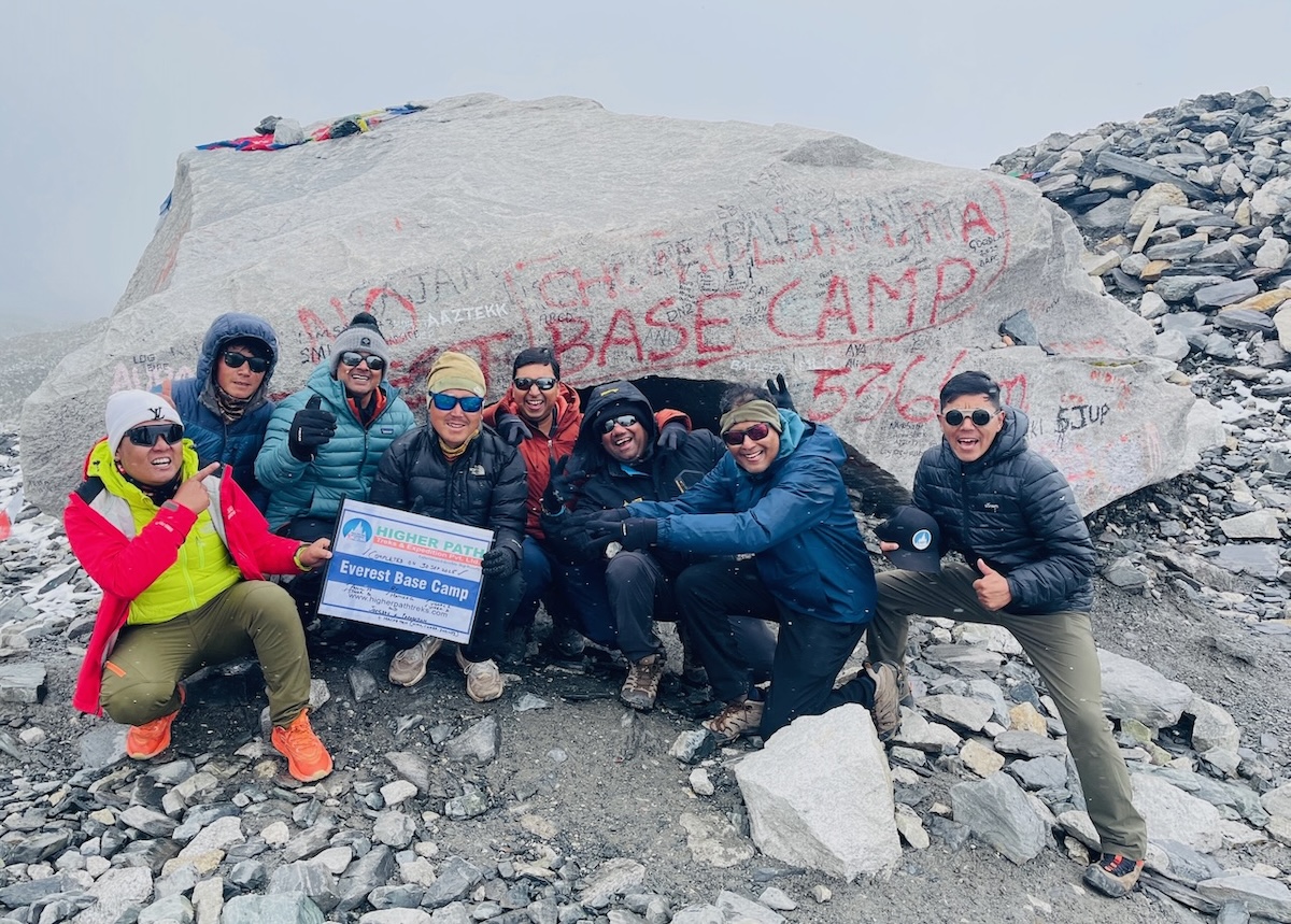 At Everest Base Camp (5,364 m) with clients